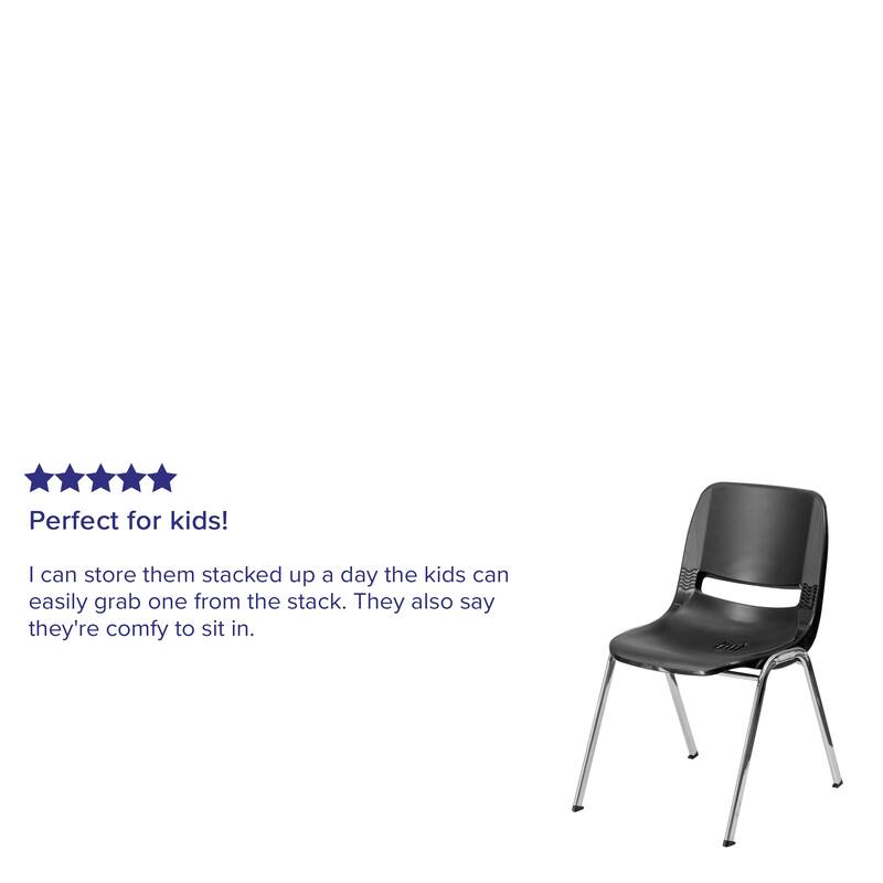5 Pack 440 lb. Capacity Kid's Ergonomic Shell Stack Chair - 19.25"D x 15.25"W x 24.5"H