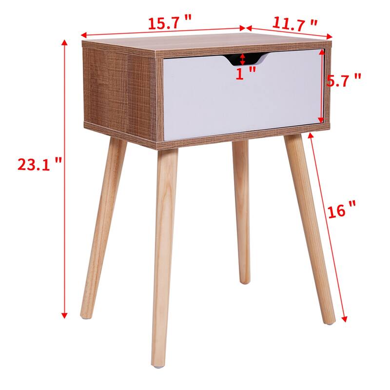 Set of 2 Nightstand with Drawer