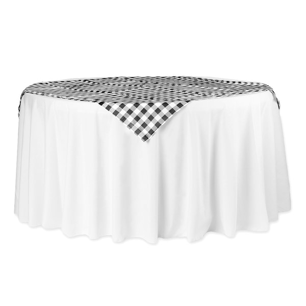 Checkered Square 54"x54" Polyester Overlay/Tablecloth - Black/White