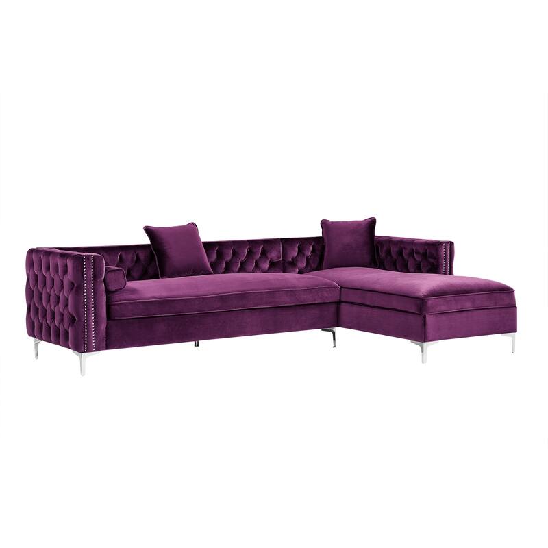 Dante Velvet Chaise Sectional Sofa