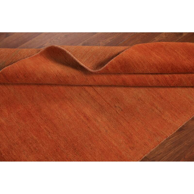 Orange Gabbeh Oriental Rug Hand-Knotted Foyer Wool Carpet - 3'4" x 4'10"