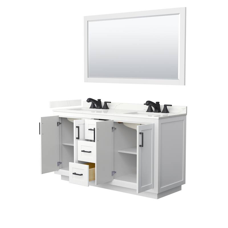 Miranda 60-inch Double Vanity, Quartz Top, 58-inch Mirror