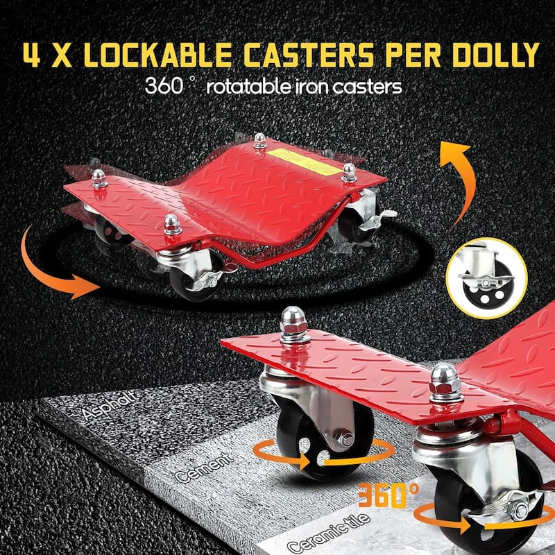Heavy Duty Vehicle Wheel Dollies for Moving Cars, Trucks, SUVs