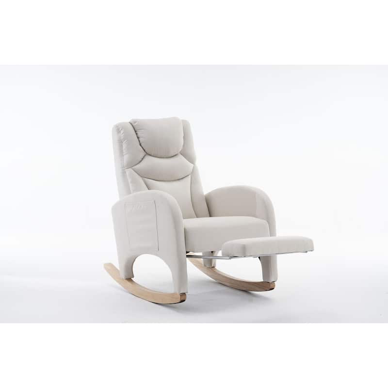 Fabric Upholstered Nursery Rocking Chair with Adjustable Footrest