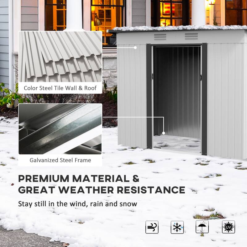 Outsunny 6' x 3.6' Steel Frame Backyard Garden Tool Storage Shed with 2 Air Vents and Dual Locking Doors