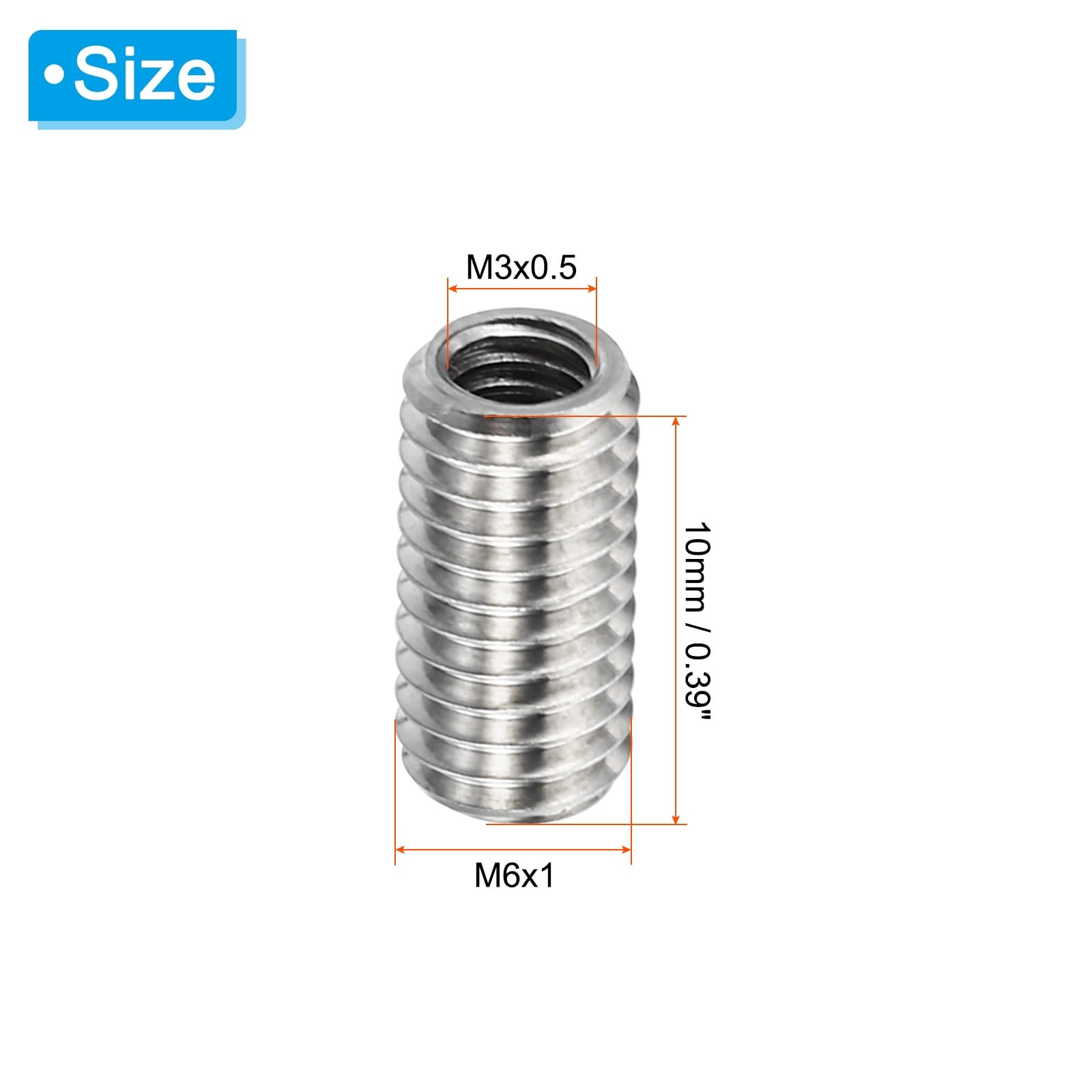 Stainless Steel Thread Adapters Sleeve Reducing Nut, Male to Female Repair Insert Nuts Screw Reducer