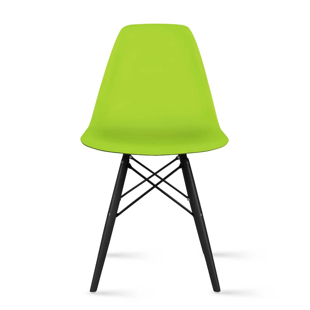Modern Plastic Eiffel Side Chair – Armless Molded Shell with Black Wood-Look Eiffel Legs for Dining, Office & Accent