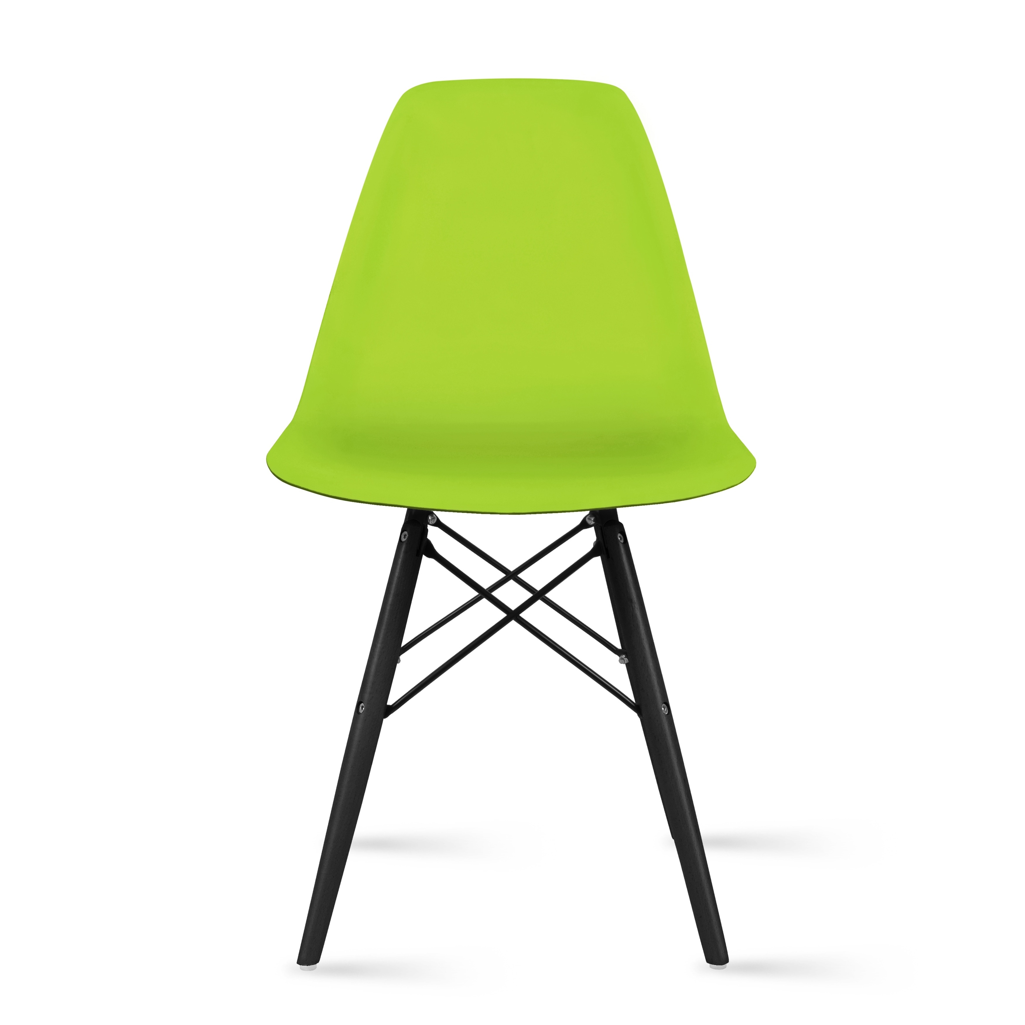 Modern Plastic Eiffel Side Chair – Armless Molded Shell with Black Wood-Look Eiffel Legs for Dining, Office & Accent