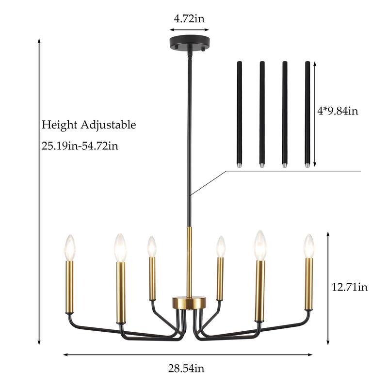 6-Light Rustic Candle Style Chandelier for Dining Room, Farmhouse Chandelier for Dining Room Living Room Bedroom Kitchen