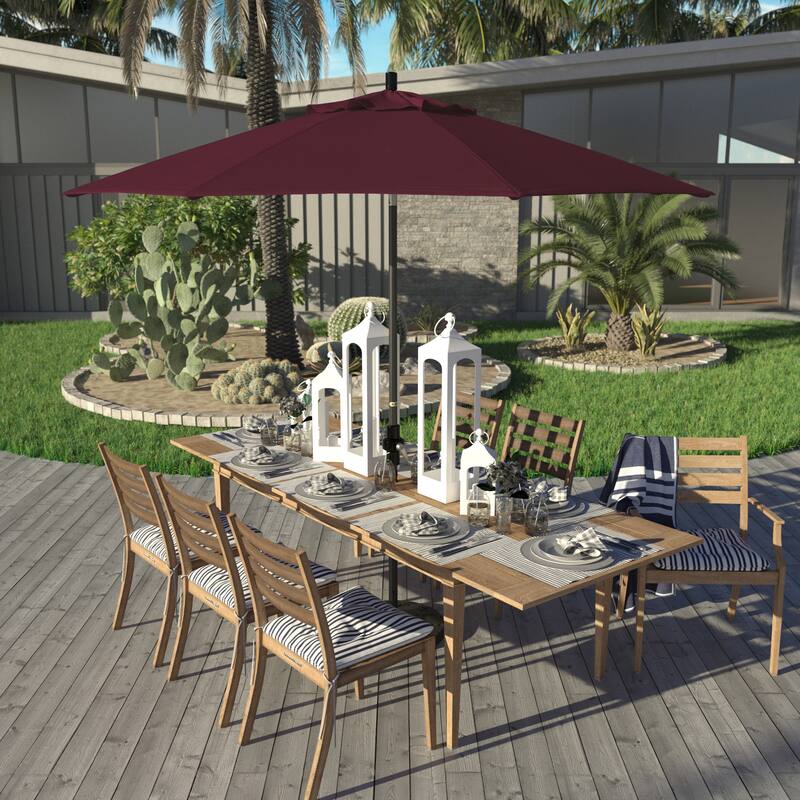 California Umbrella 9' Rd. Aluminum Patio Umbrella, Deluxe Crank Lift with Collar Tilt, Black Frame Finish, Pacifica Fabric