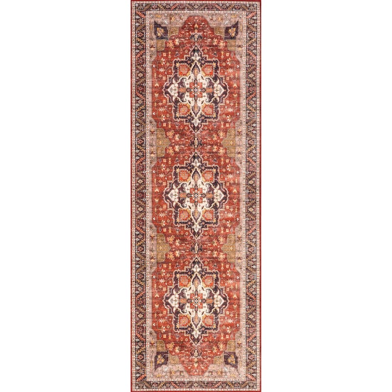 Nuloom Hera Medallion SplashGuard Machine Washable Area Rug