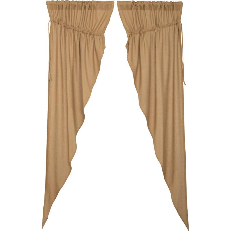 Farmhouse Curtains VHC Cotton Burlap Long Prairie Panel Pair Rod Pocket Solid Color - Prairie Panel 84x36 - Prairie Panel 84x36