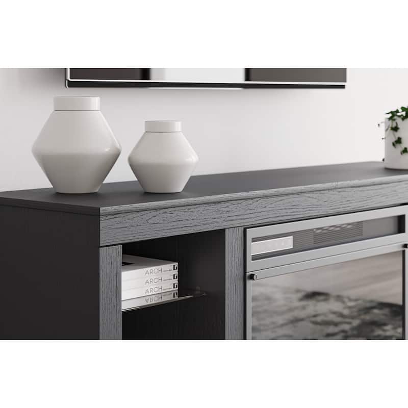 Signature Design by Ashley Cayberry Black 60" TV Stand for TVs up to 69" with Electric Fireplace