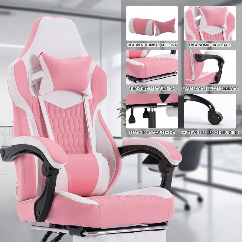 PVC Leather Ergonomic High Back Gaming Chair with Footrest