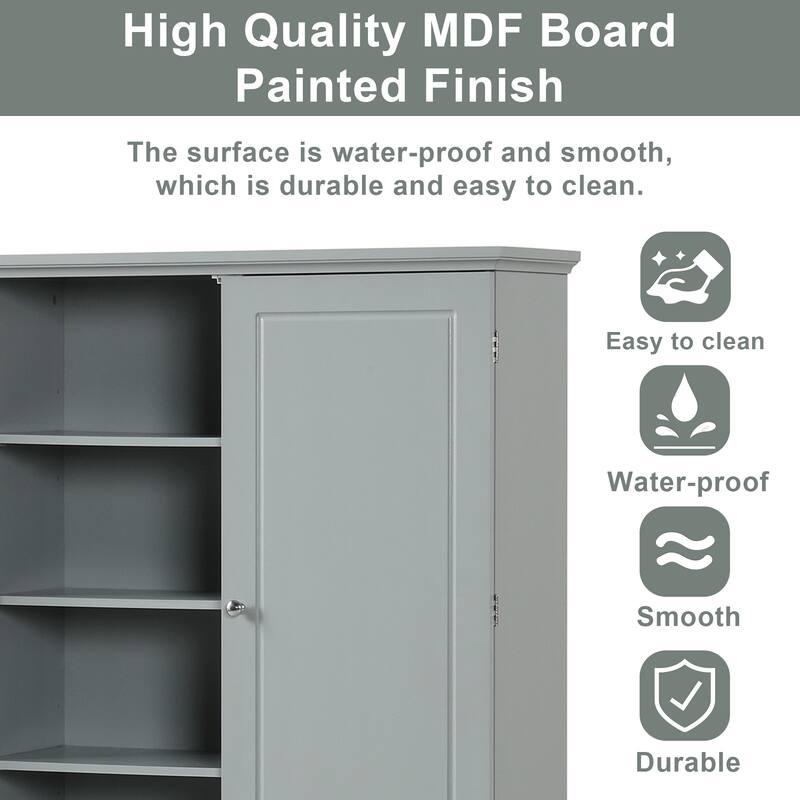 Bathroom Storage Cabinet Tall Floor Storage Cabinet with Two Doors and Drawers, Adjustable Shelf