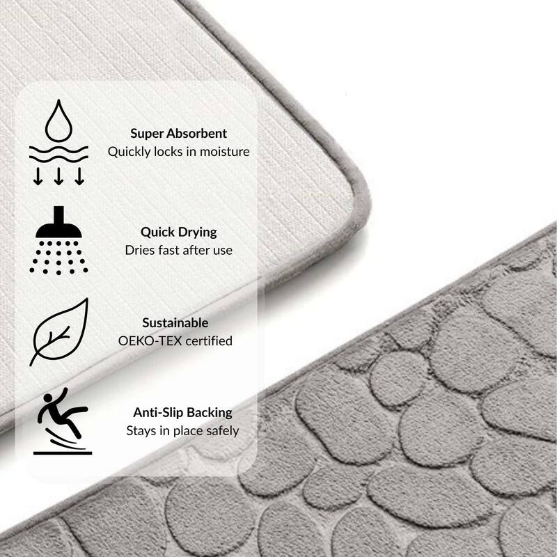 Memory Foam Bath Mat Pebble Design 32x20