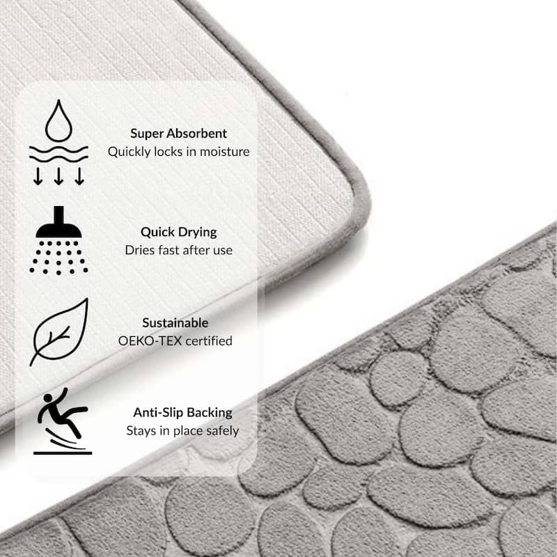 Memory Foam Contour Bath Mat Pebble Design 18x20