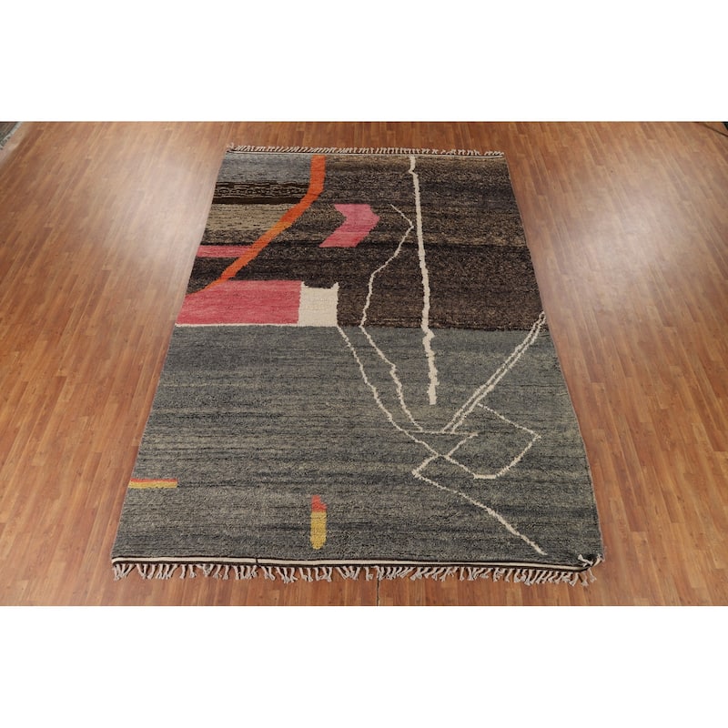 Plush Moroccan Oriental Area Rug Handmade Multi-Color Wool Carpet - 8'9" x 12'6"