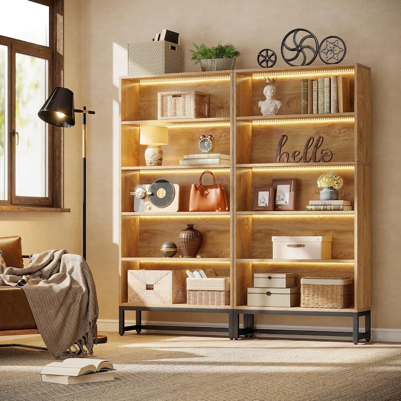 71-Inch Tall Bookcase, Heavy Duty Free-Standing Library Bookshelf with 5-Tier Shelves for Living Room