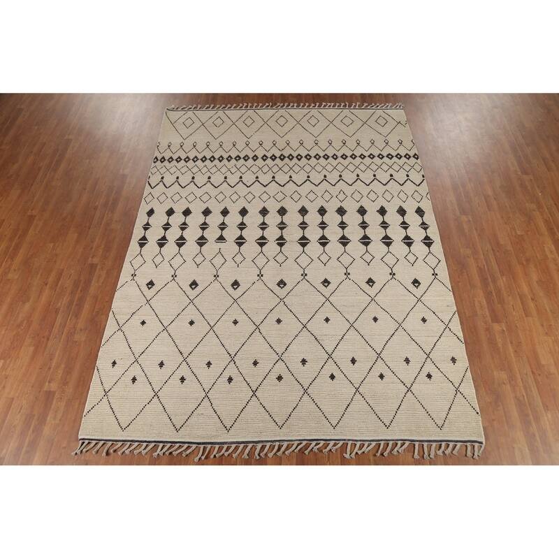 Trellis Moroccan Area Rug Hand-Knotted Wool Carpet - 7'11"x 10'9"