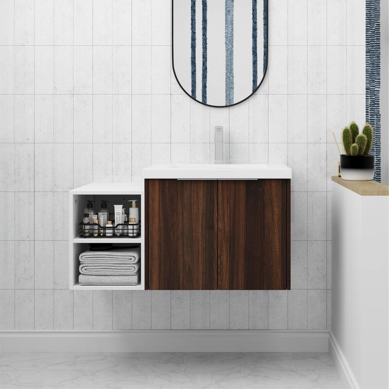 ARTCHIRLY 24/36/48/60/72/84 Inch Bathroom Vanity with Sink, Floating Bathroom Vanity with Soft Close Door and Shelf