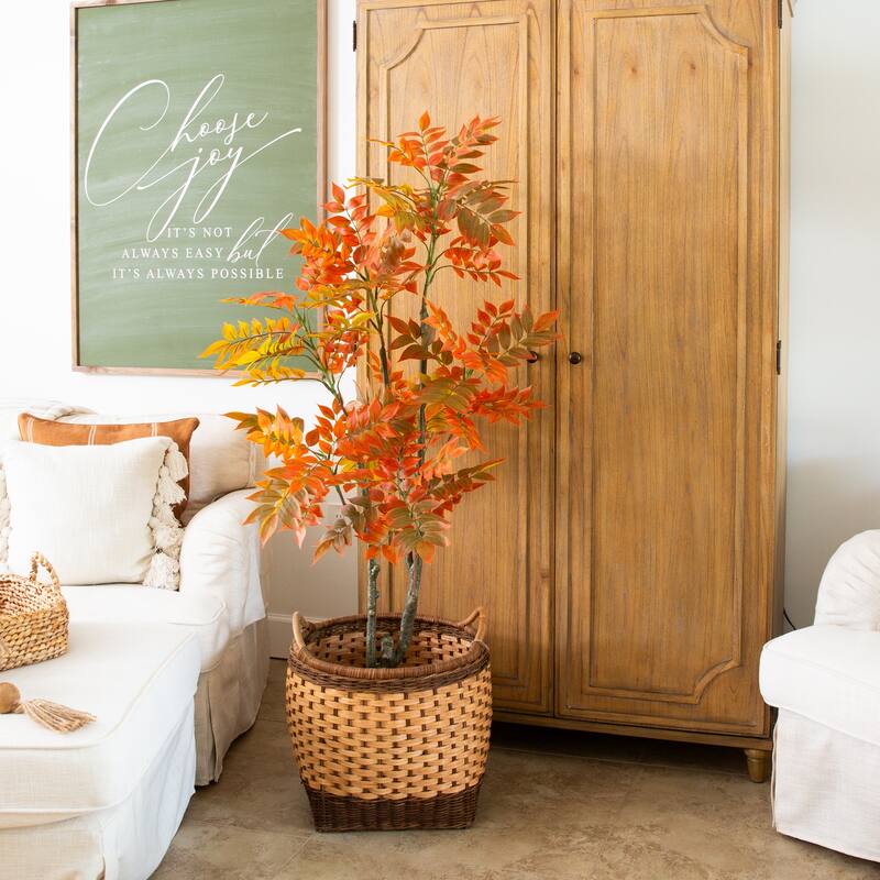 Potted Sumac Artificial Tree - 5' - Orange and Green