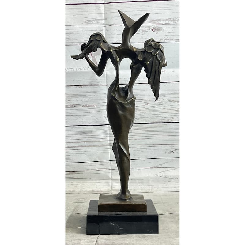 Salvador Dali Surrealistic Angel Abstract Modern Art Bronze Statue Sculpture Art