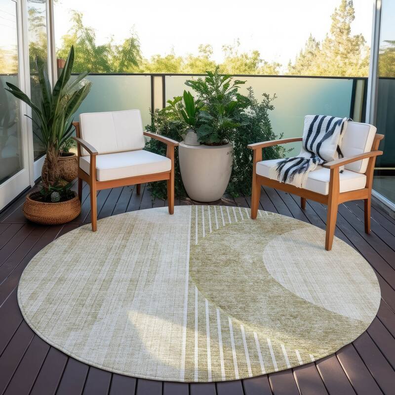 Machine Washable Indoor/ Outdoor Chantille Contemporary Geo Rug