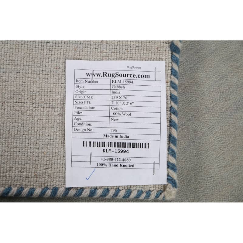 Tribal Gabbeh Wool Runner Rug Hand-knotted Hallway Gray Carpet - 2'6" x 7'10"