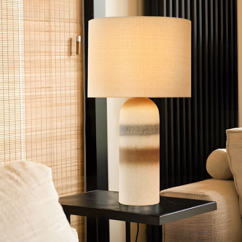 Ceramic Table Lamp with Drum Linen Shade