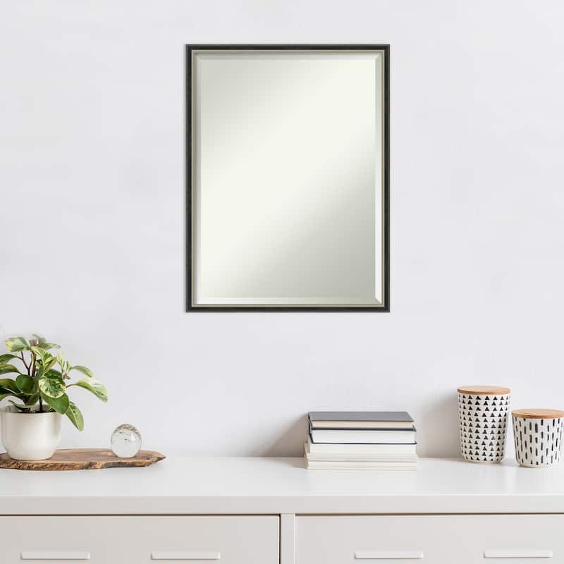 Theo Black Silver Beveled Wood Framed Wall Mirror