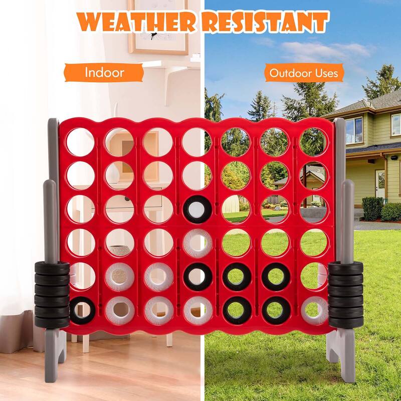 Gymax Jumbo 4-to-Score Game Set 4 in A Row Kids Adults w/ 42 Jumbo