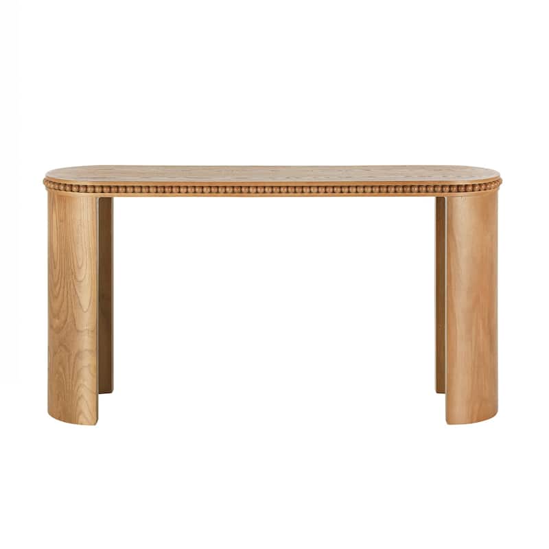 Vintage Console Table with Beaded Trim and Reversible Curved Legs, Entryway Accent Table for Hallway, Living Room