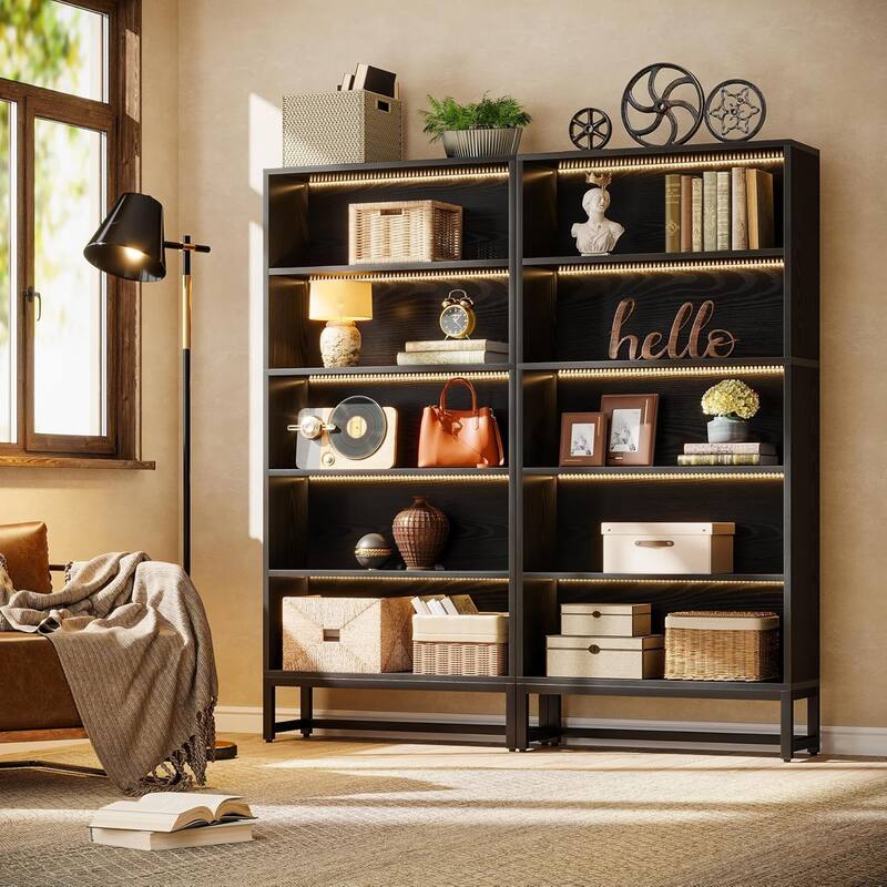 71-Inch Tall Bookcase, Heavy Duty Free-Standing Library Bookshelf with 5-Tier Shelves for Living Room