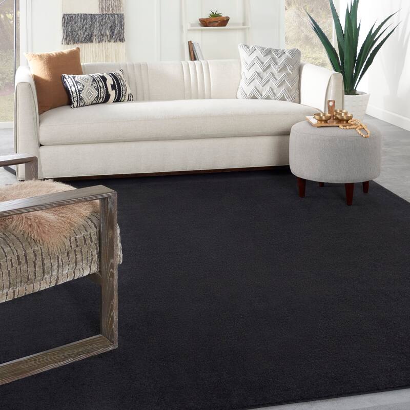 Nourison Essentials Solid Contemporary Indoor/Outdoor Area Rug - 7' x 10' - Black