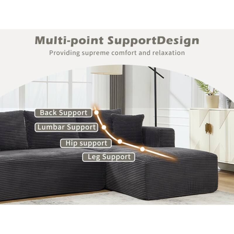 Roomfitters Modular Sectional Sofa L-Shape Cloud Couch with Oversized Right Facing Chaise, Memory Foam 2-Seat Sofa