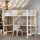 preview thumbnail 1 of 18, Twin Metal Loft Bed with Shelves, 2 built-in ladders and Desk, White White