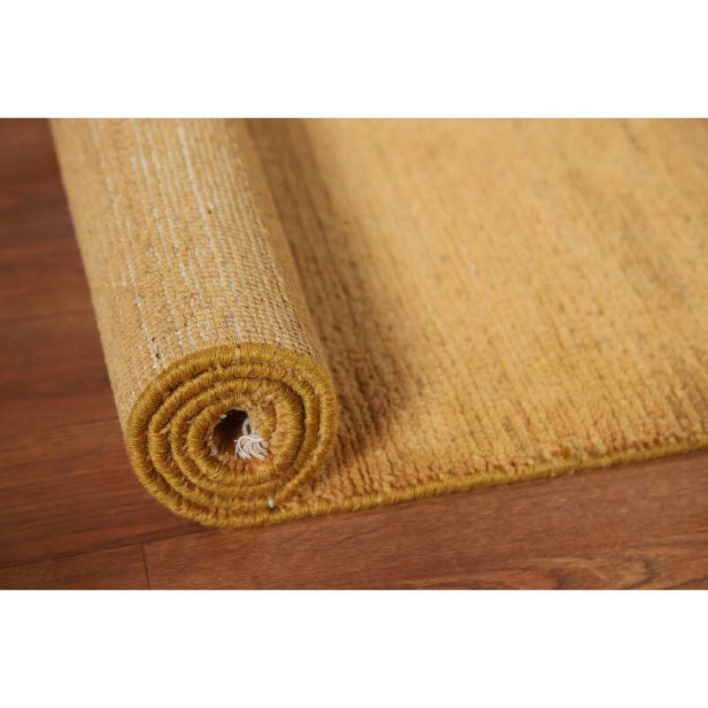 Contemproary Yellow Gabbeh Oriental Foyer Rug Handmade Wool Carpet - 3'3"x 4'7"