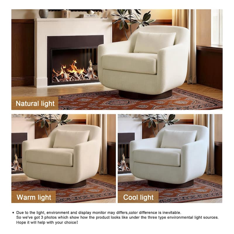 Modern Chenille Swivel Accent Chairs With Pillow