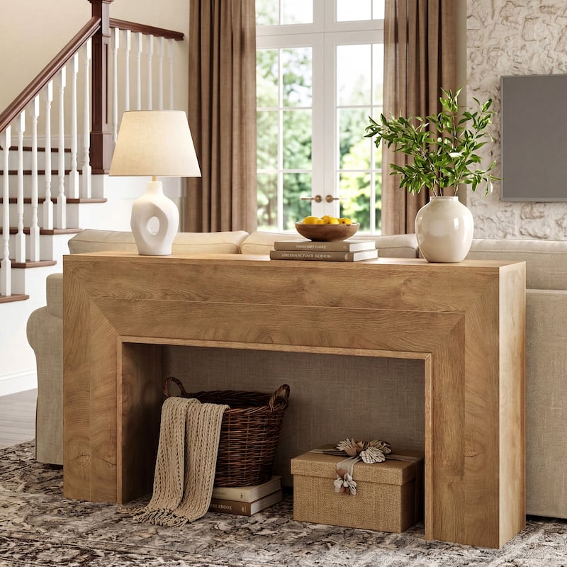 63" Long Wooden Console Table, Narrow Sofa Tables Behind Couch - 11.81" D x 62.99" W x 33.46" H