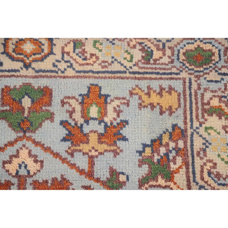 Light Blue Heriz-Serapi Accent Rug Hand-Knotted Floral Wool Carpet - 2'11"x 5'1"