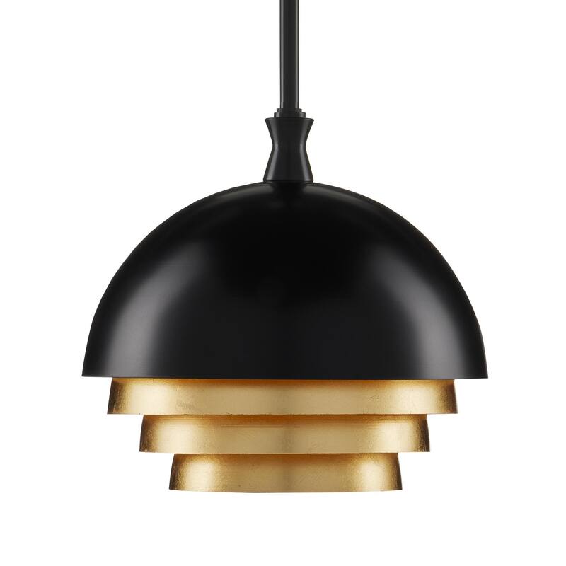 Currey & Company Salviati Medium Black & Gold Pendant - 16.25"h x 9.75"dia