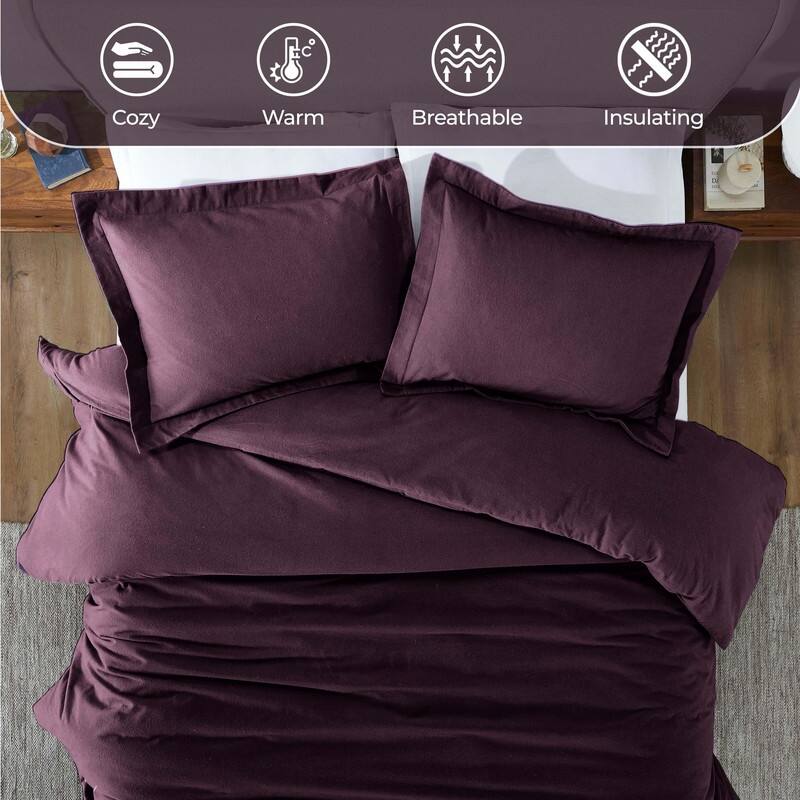 Superior Classic Solid Flannel Cotton Duvet Cover Set