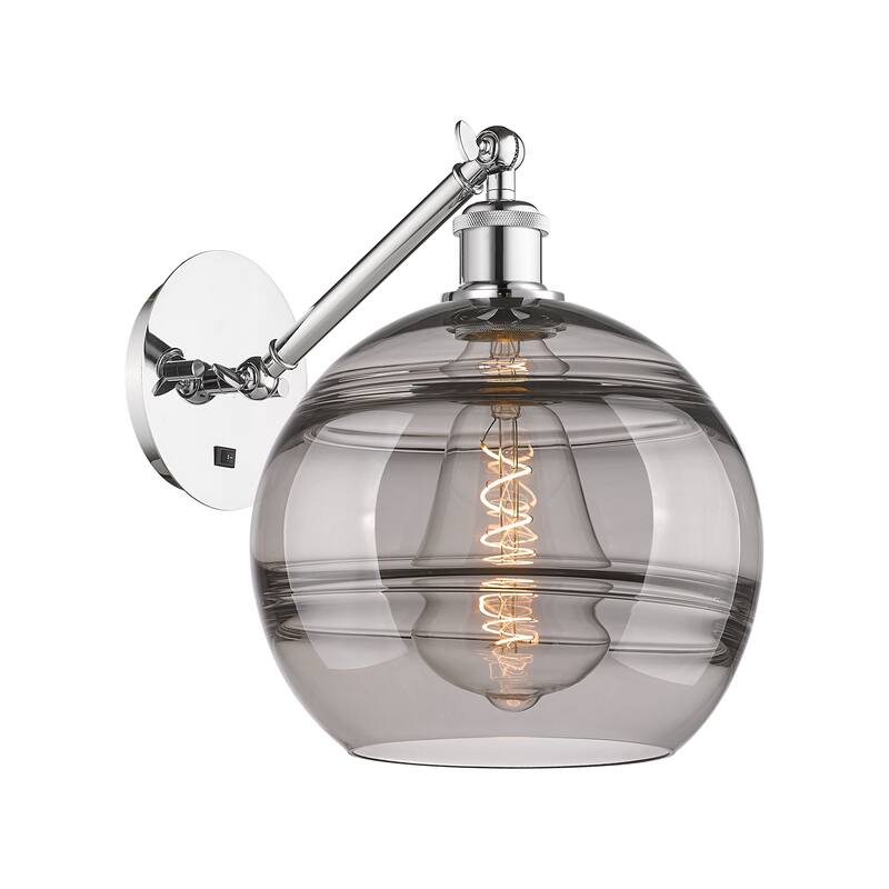 Innovations Lighting Endless Possibilities Ballston - Rochester - 1 Light 10" Adjustable Sconce - Arm Adjusts Up and Down - Polished Chrome/Light Smoke