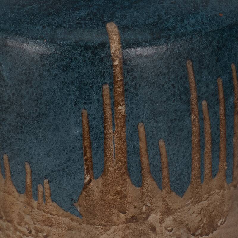 Sagebrook Home Terracotta 2-tone Vase, Blue/Ivory Finish, Home Decor, and Centerpiece Displays