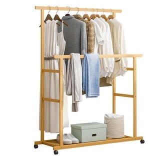 Heavy Duty Clothes Rail Double Layer Garment Hanging Display Stand ...