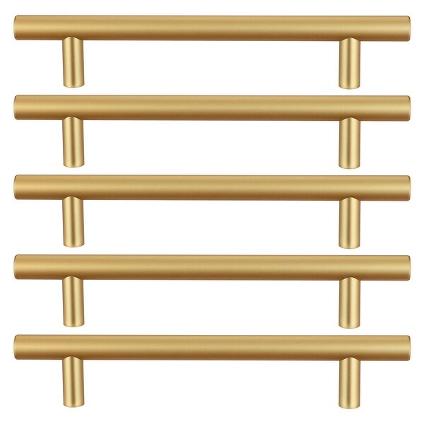 5pcs Cabinet Handles Pull Space Aluminum 5" Hole Center for Drawer Furniture Door Cabinet Cupboard Wardrobe Dresser Gold Tone