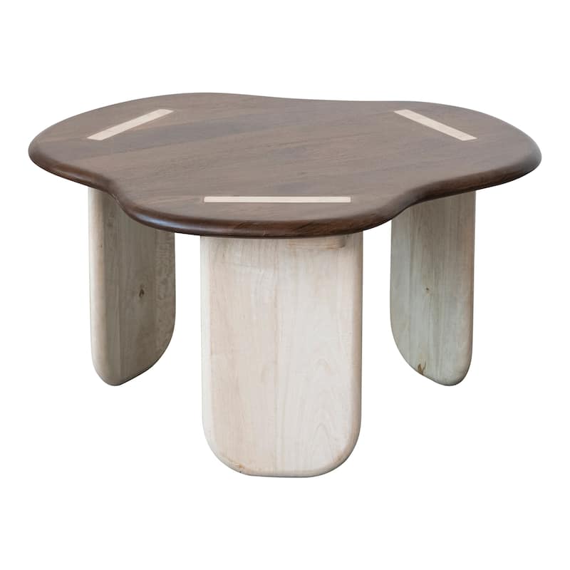 Mango Wood Organic Shaped Coffee Table - 29.5"L x 27.5"W x 15.8"H - 29.5"L x 27.5"W x 15.8"H - Walnut - Wood
