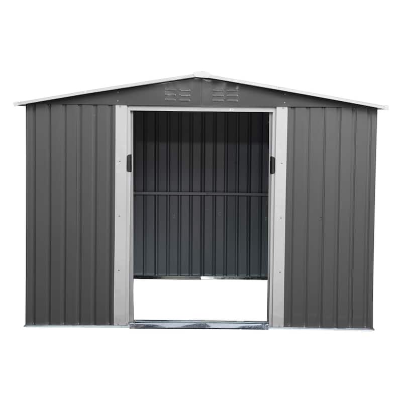 6 x 8 Ft Outdoor Steel Metal Storage Shed w/Lockable Sliding Doors