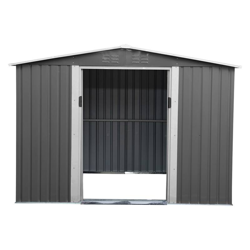 Outdoor Steel Storage Shed with Lockable Sliding Doors and Vents